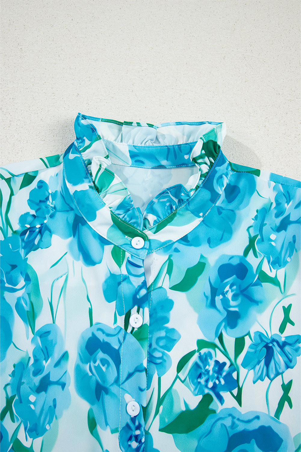 Premium Green Floral Frilled Collar Three Quarters Sleeve Elegant Shirt Dear-Lover Dropshipping